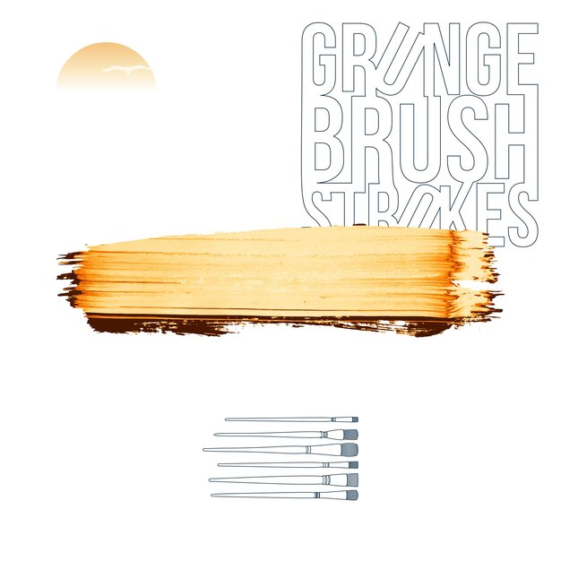 Trazo de pincel naranja y textura Grunge vector abstracto elemento pintado a mano