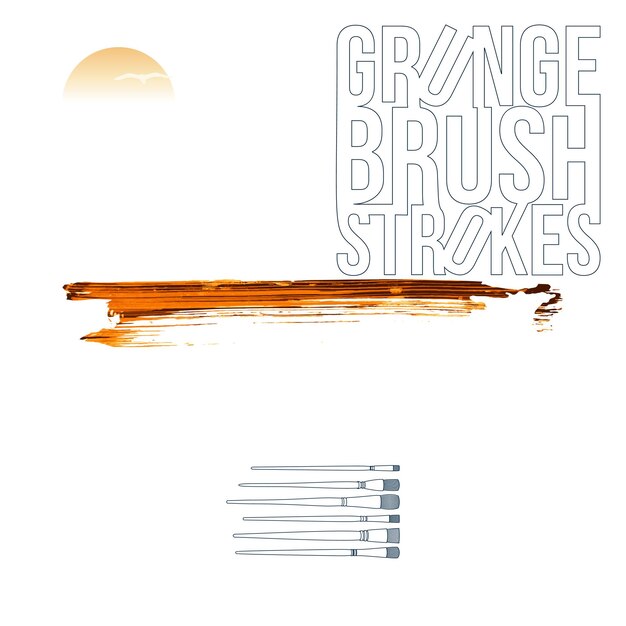 Trazo de pincel naranja y textura Grunge vector abstracto elemento pintado a mano