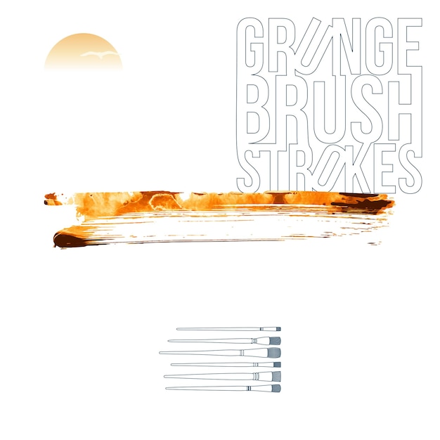 Trazo de pincel naranja y textura Grunge vector abstracto elemento pintado a mano