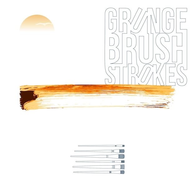 Trazo de pincel naranja y textura Grunge vector abstracto elemento pintado a mano