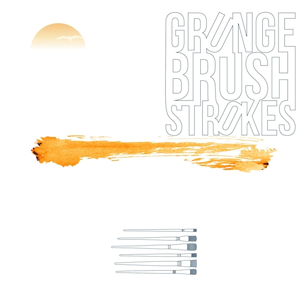 Trazo de pincel naranja y textura Grunge vector abstracto elemento pintado a mano