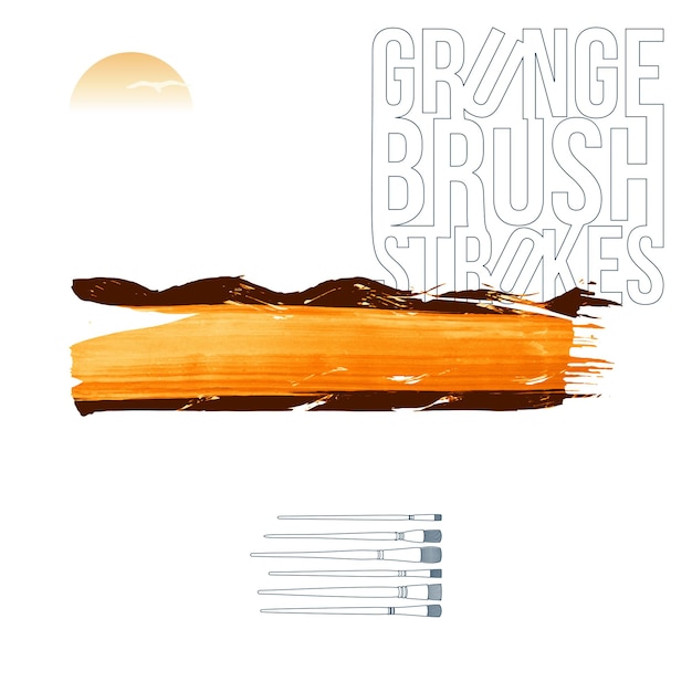 Trazo de pincel naranja y textura Grunge vector abstracto elemento pintado a mano