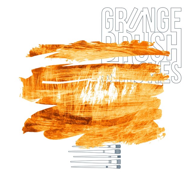 Trazo de pincel naranja y textura Grunge vector abstracto elemento pintado a mano