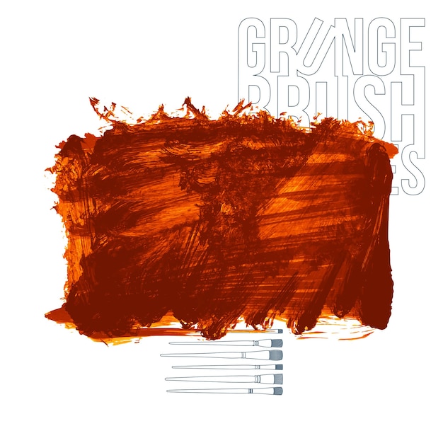 Trazo de pincel naranja y textura Grunge vector abstracto elemento pintado a mano