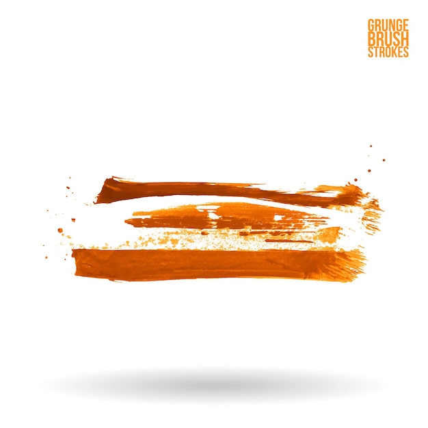 Trazo de pincel naranja y textura Grunge vector abstracto elemento pintado a mano