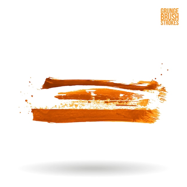 Trazo de pincel naranja y textura grunge vector abstracto elemento pintado a mano