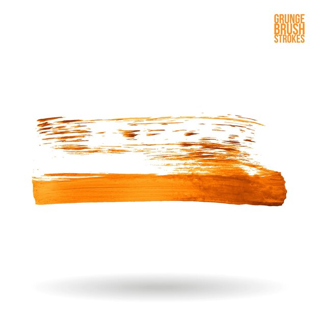 Trazo de pincel naranja y textura Grunge vector abstracto elemento pintado a mano