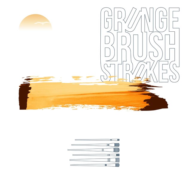 Trazo de pincel naranja y textura Grunge vector abstracto elemento pintado a mano
