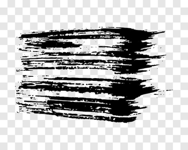 Trazo de pincel negro Mancha de tinta dibujada a mano aislada sobre fondo transparente Ilustración vectorial