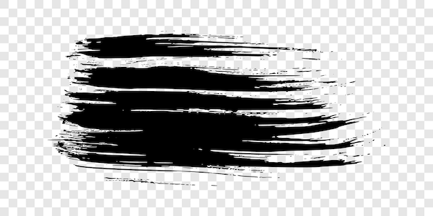 Trazo de pincel negro sobre fondo transparente