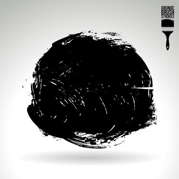 Trazo de pincel negro y textura Grunge vector abstracto elemento pintado a mano Subrayado y borde