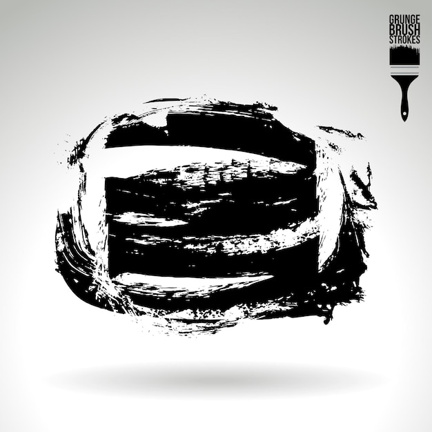 Trazo de pincel negro y textura Grunge vector abstracto elemento pintado a mano Subrayado y borde