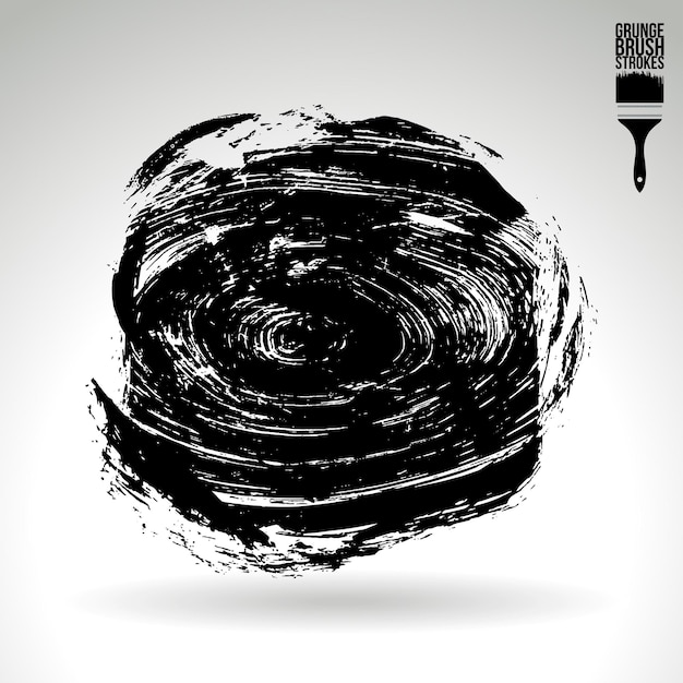 Trazo de pincel negro y textura Grunge vector abstracto elemento pintado a mano Subrayado y borde