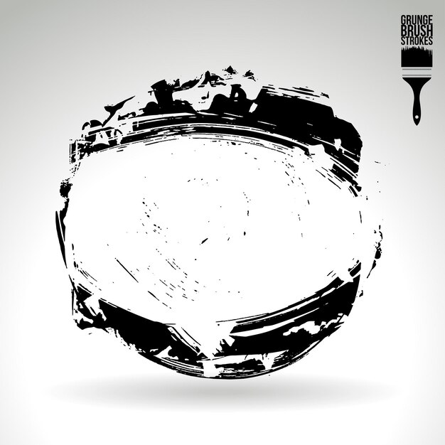 Trazo de pincel negro y textura Grunge vector abstracto elemento pintado a mano Subrayado y borde