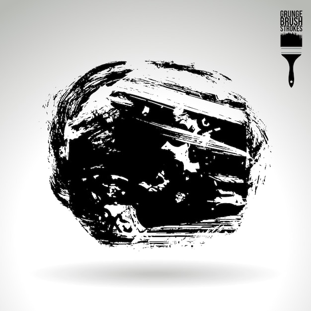 Trazo de pincel negro y textura Grunge vector abstracto elemento pintado a mano Subrayado y borde