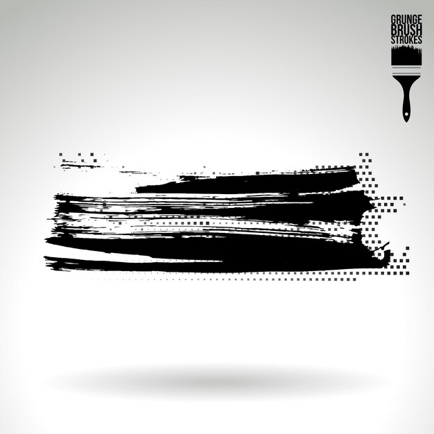 Trazo de pincel negro y textura Grunge vector abstracto elemento pintado a mano