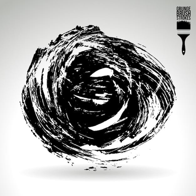Trazo de pincel negro y textura Grunge vector abstracto elemento pintado a mano
