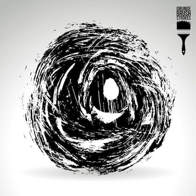 Trazo de pincel negro y textura Grunge vector abstracto elemento pintado a mano