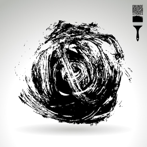 Trazo de pincel negro y textura Grunge vector abstracto elemento pintado a mano