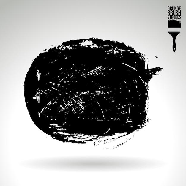 Trazo de pincel negro y textura Grunge vector abstracto elemento pintado a mano