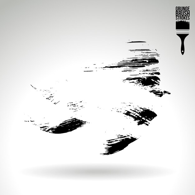 Trazo de pincel negro y textura Grunge vector abstracto elemento pintado a mano