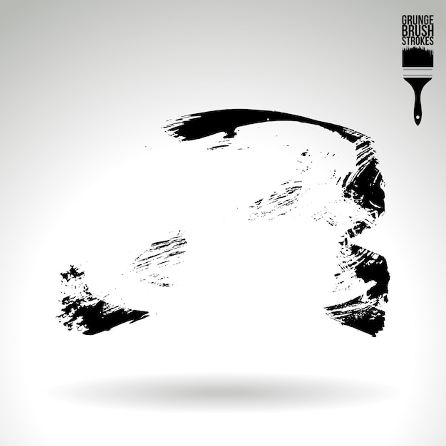 Trazo de pincel negro y textura Grunge vector abstracto elemento pintado a mano