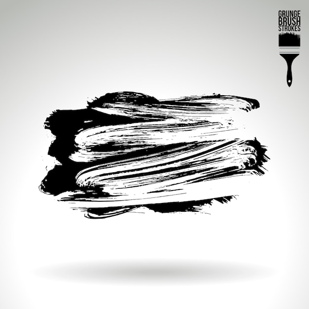 Trazo de pincel negro y textura Grunge vector abstracto elemento pintado a mano