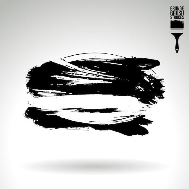 Trazo de pincel negro y textura Grunge vector abstracto elemento pintado a mano