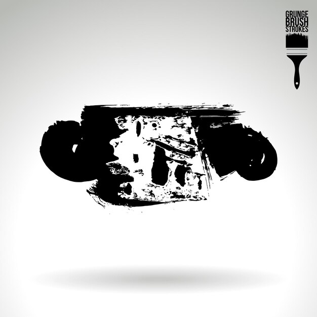 Trazo de pincel negro y textura Grunge vector abstracto elemento pintado a mano