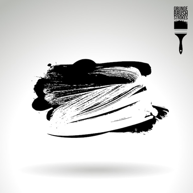 Trazo de pincel negro y textura Grunge vector abstracto elemento pintado a mano