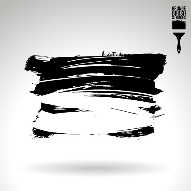 Trazo de pincel negro y textura Grunge vector abstracto elemento pintado a mano