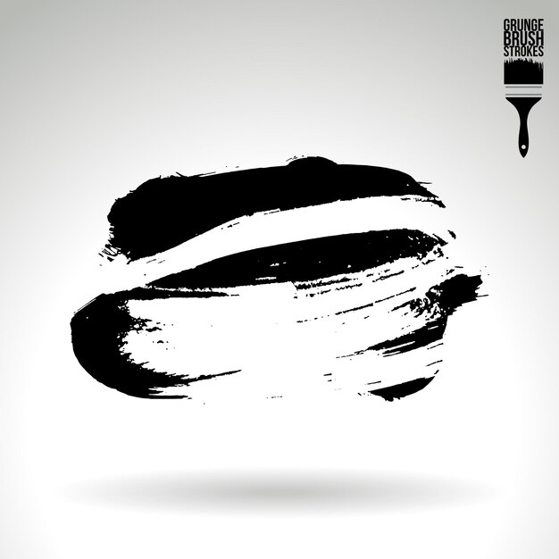 Trazo de pincel negro y textura Grunge vector abstracto elemento pintado a mano