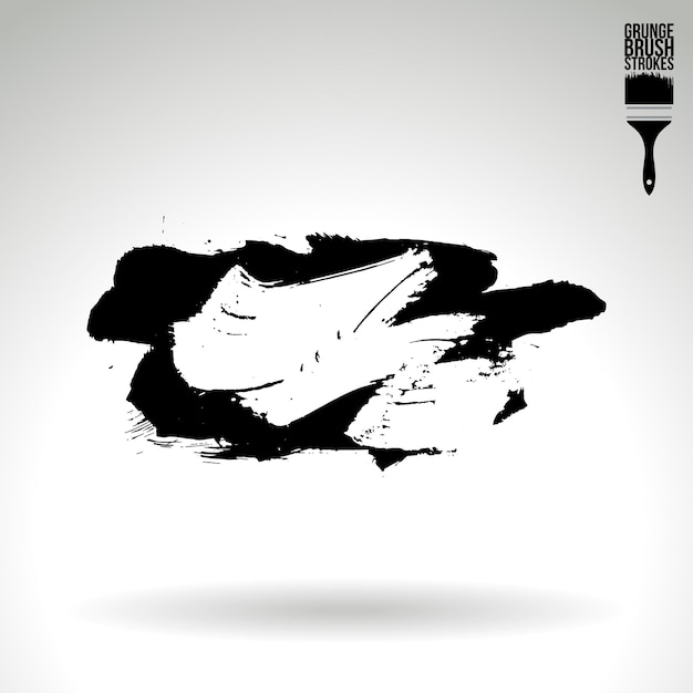 Trazo de pincel negro y textura Grunge vector abstracto elemento pintado a mano