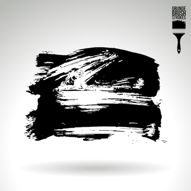 Trazo de pincel negro y textura Grunge vector abstracto elemento pintado a mano