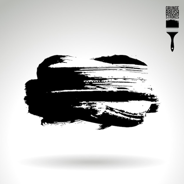 Trazo de pincel negro y textura Grunge vector abstracto elemento pintado a mano