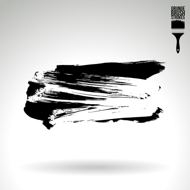 Trazo de pincel negro y textura Grunge vector abstracto elemento pintado a mano