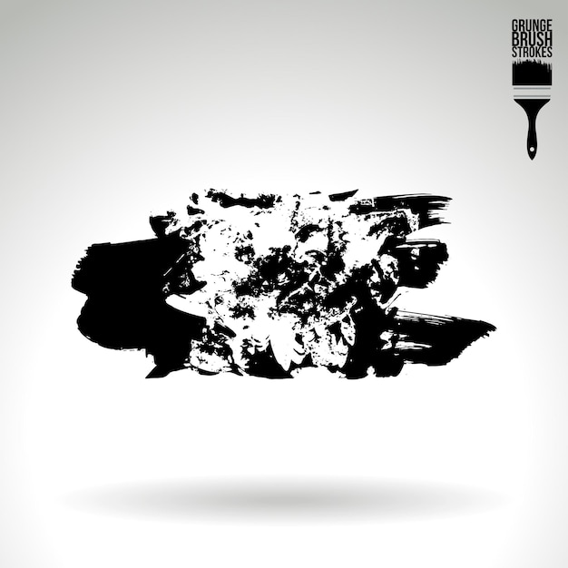 Trazo de pincel negro y textura Grunge vector abstracto elemento pintado a mano