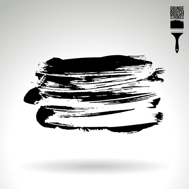 Trazo de pincel negro y textura Grunge vector abstracto elemento pintado a mano