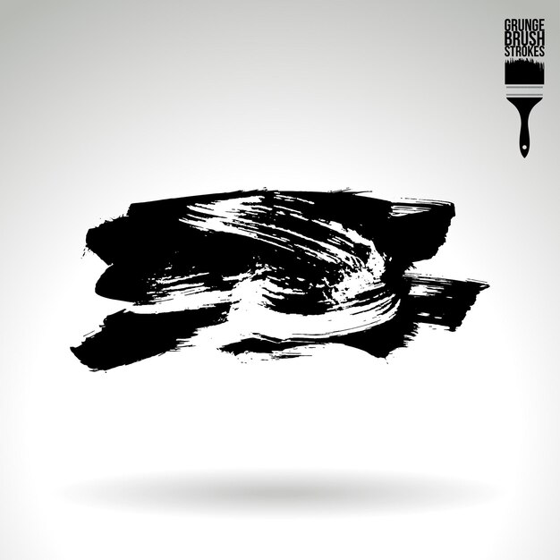Trazo de pincel negro y textura Grunge vector abstracto elemento pintado a mano