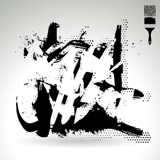 Trazo de pincel negro y textura Grunge vector abstracto elemento pintado a mano