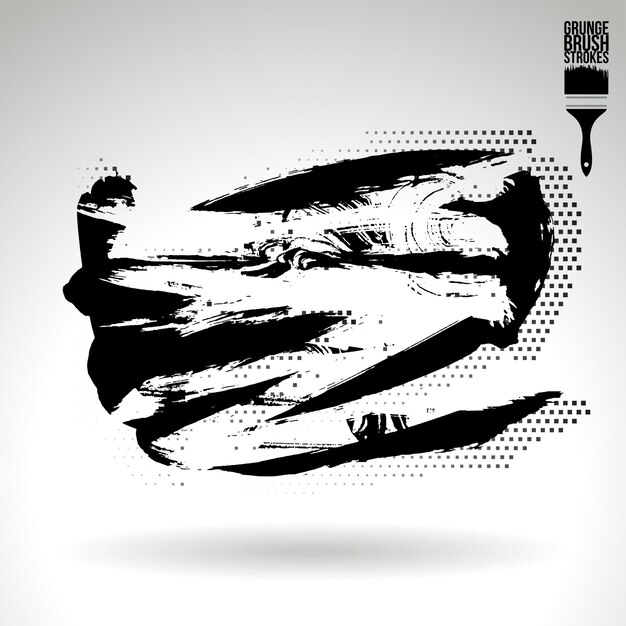 Trazo de pincel negro y textura Grunge vector abstracto elemento pintado a mano