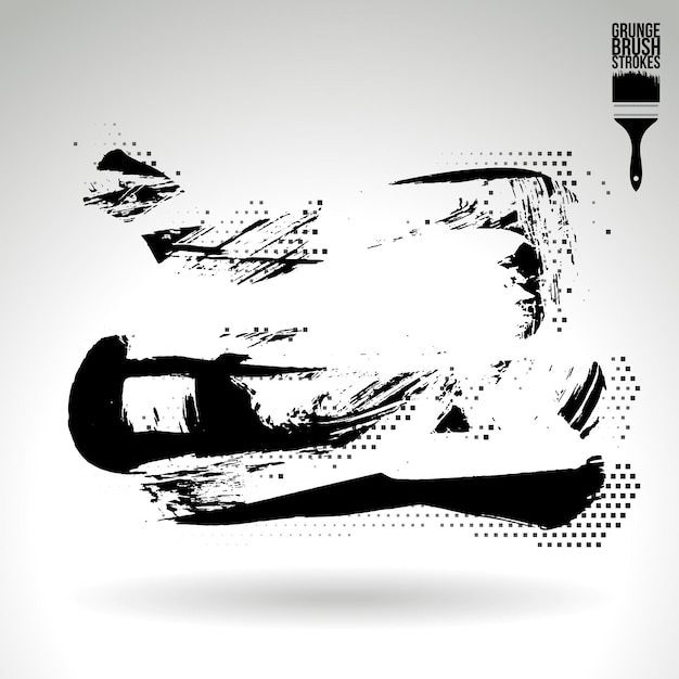 Trazo de pincel negro y textura Grunge vector abstracto elemento pintado a mano