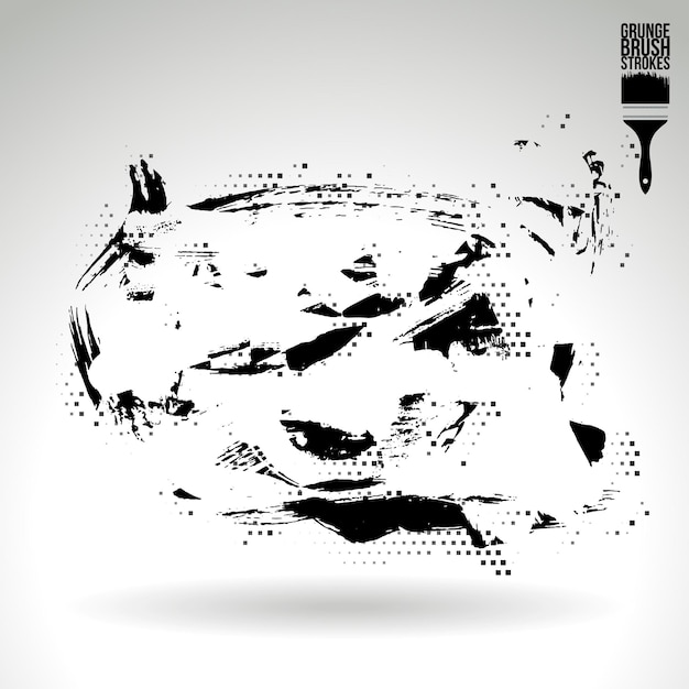 Trazo de pincel negro y textura Grunge vector abstracto elemento pintado a mano
