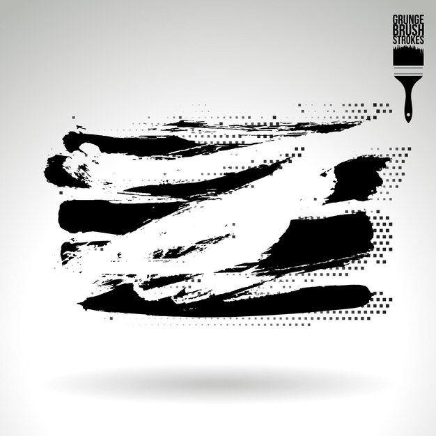 Trazo de pincel negro y textura Grunge vector abstracto elemento pintado a mano
