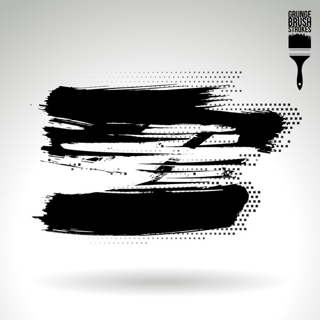 Trazo de pincel negro y textura Grunge vector abstracto elemento pintado a mano