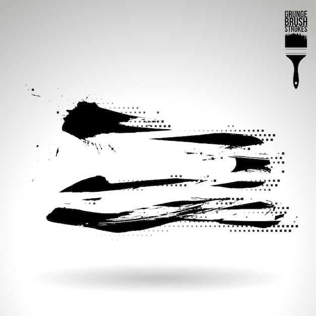 Trazo de pincel negro y textura Grunge vector abstracto elemento pintado a mano