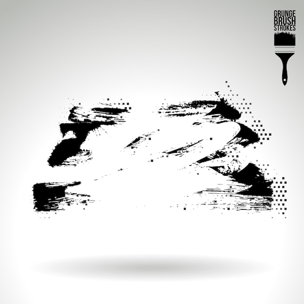 Trazo de pincel negro y textura Grunge vector abstracto elemento pintado a mano