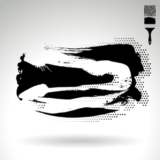 Trazo de pincel negro y textura Grunge vector abstracto elemento pintado a mano