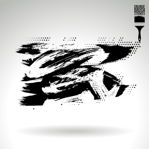 Trazo de pincel negro y textura Grunge vector abstracto elemento pintado a mano