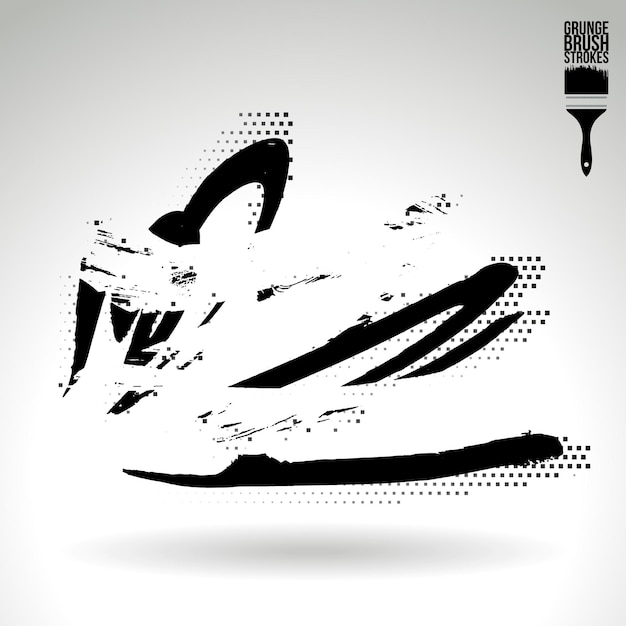 Trazo de pincel negro y textura Grunge vector abstracto elemento pintado a mano
